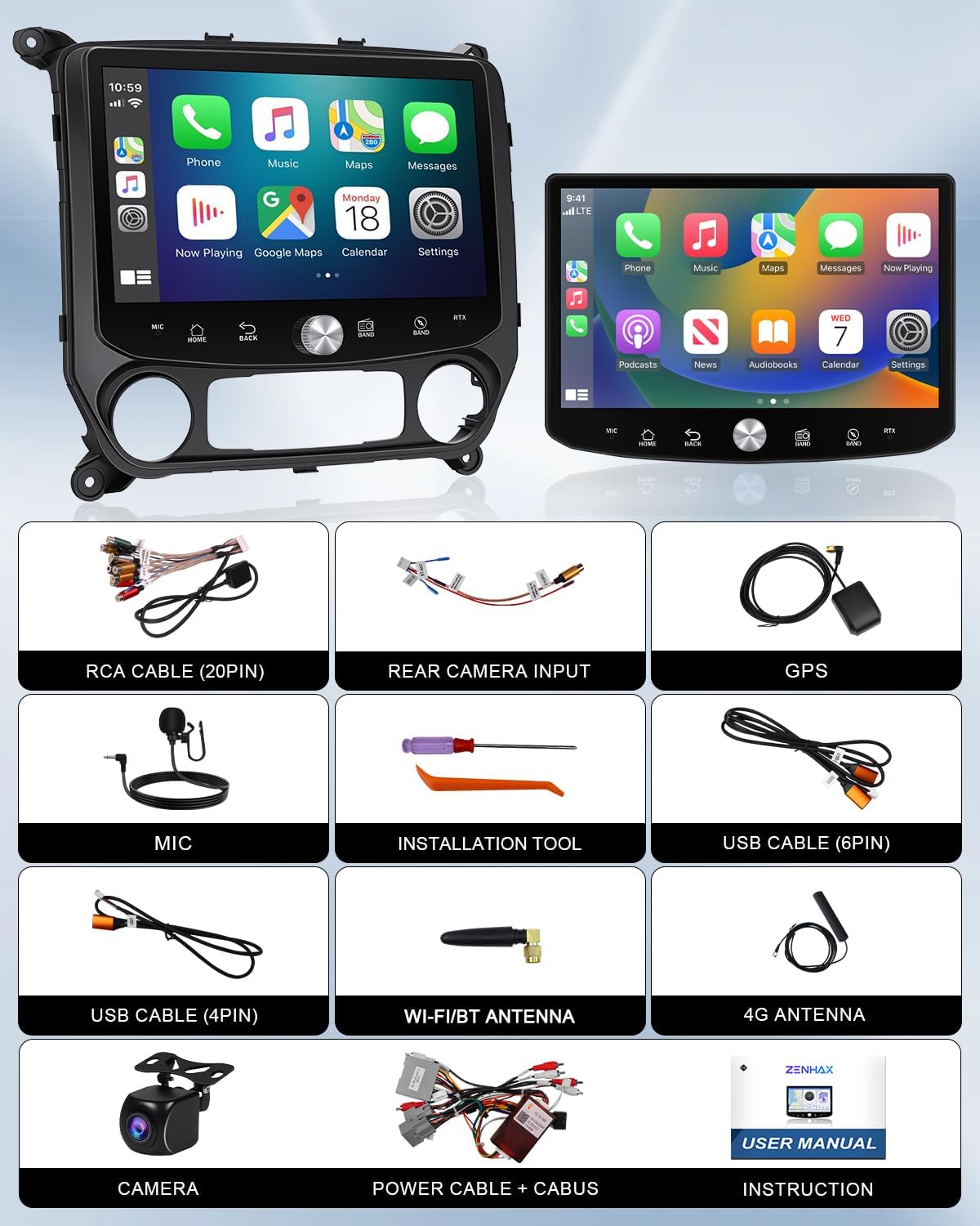 11.5" 2K Screen Car Radio Stereo for Chevy Chevrolet Silverado & GMC Sierra 2014-2018 with Qual-comm 8Core Chip & High-end Amplifier Chip, 1080P Reverse Camera (8Core 4G+64G(Fits Bose Amp))