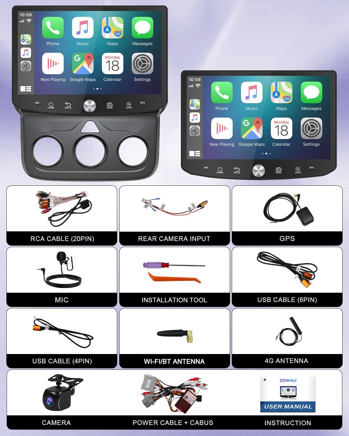 11.5" Qual-comm 8Core Car Radio Stereo for Dodge Ram 1500 2500 2013-2018 with Flagship Amplifier Chip, 2K Screen, Carplay & Android Auto, 1080P Reverse Camera Support (8Core 4G+64G)