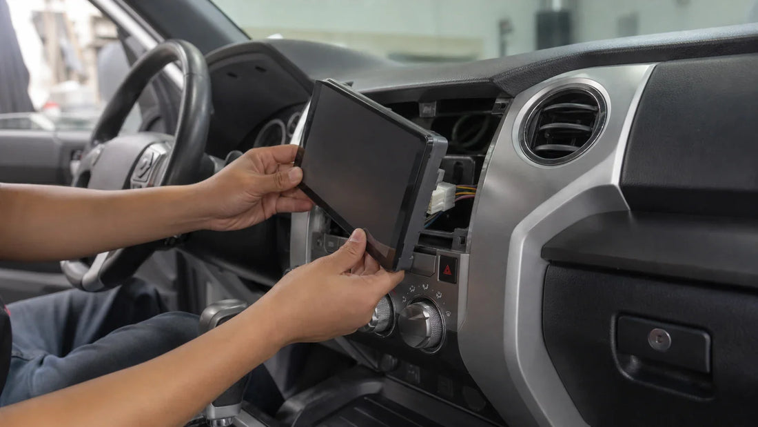 Toyota Tundra infotainment display installation in progress