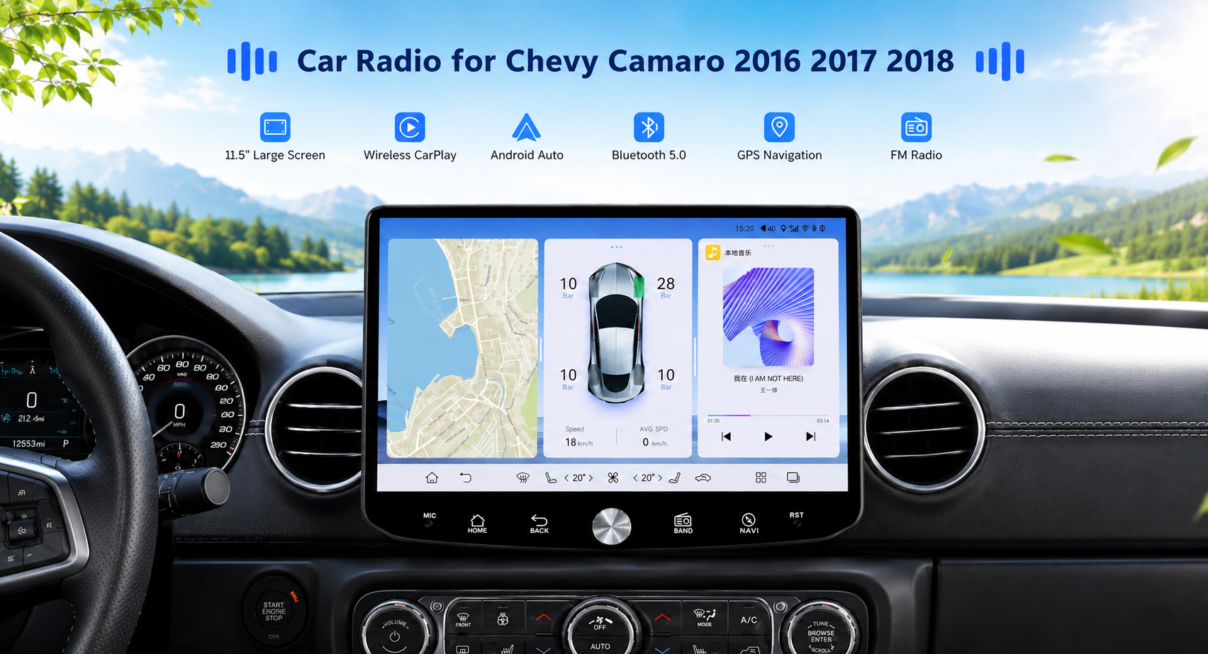 11.5" 2K Android Car Stereo for Jeep Wrangler JL 2018-2022 | Camera Retention
