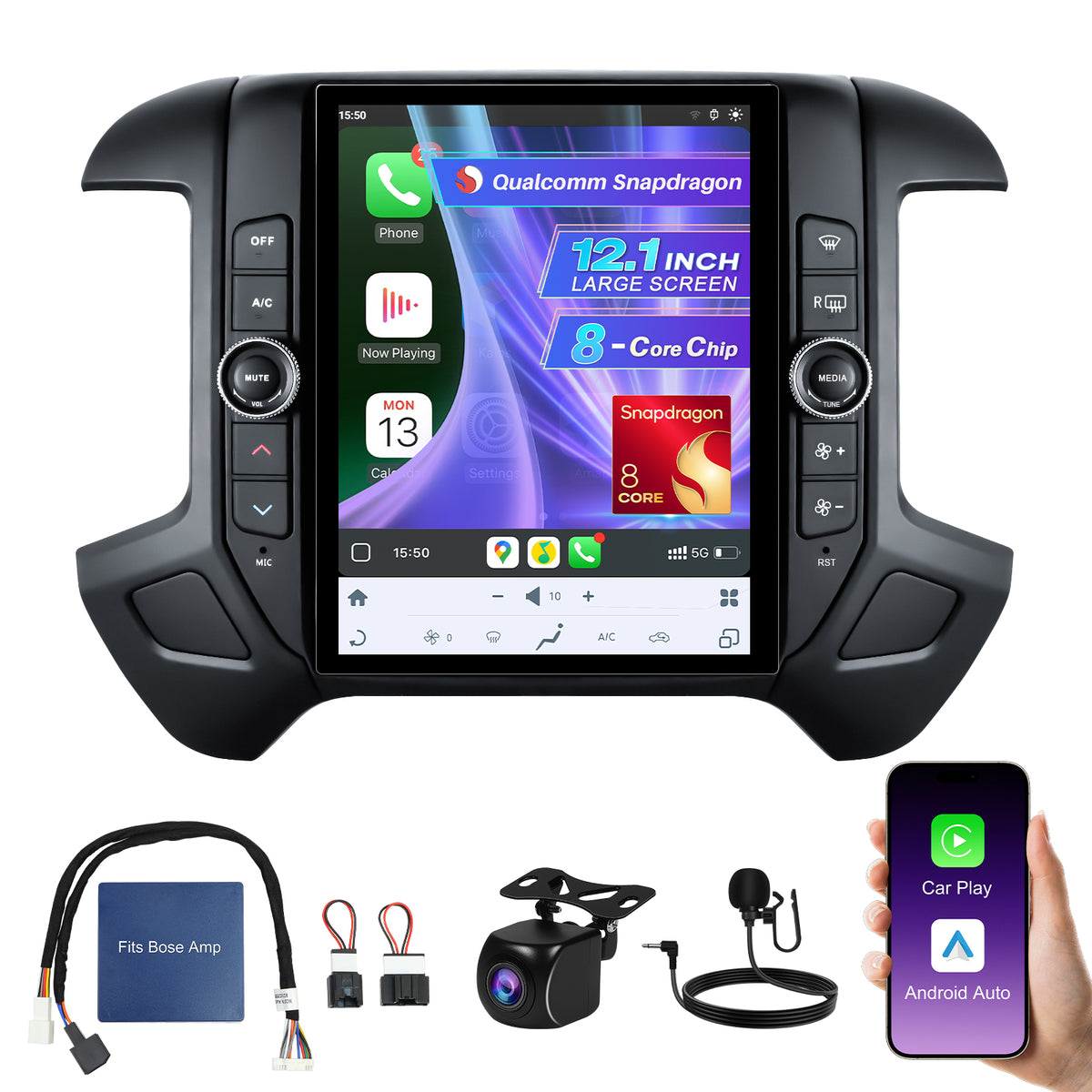 12.1" Vertical Android Car Stereo for Chevrolet Silverado 2014-2018 | Carplay