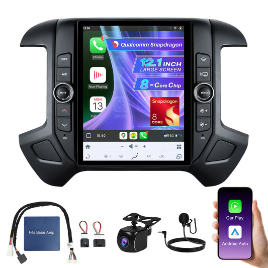 12.1" Vertical Android Car Stereo for Chevrolet Silverado 2014-2018 | Carplay