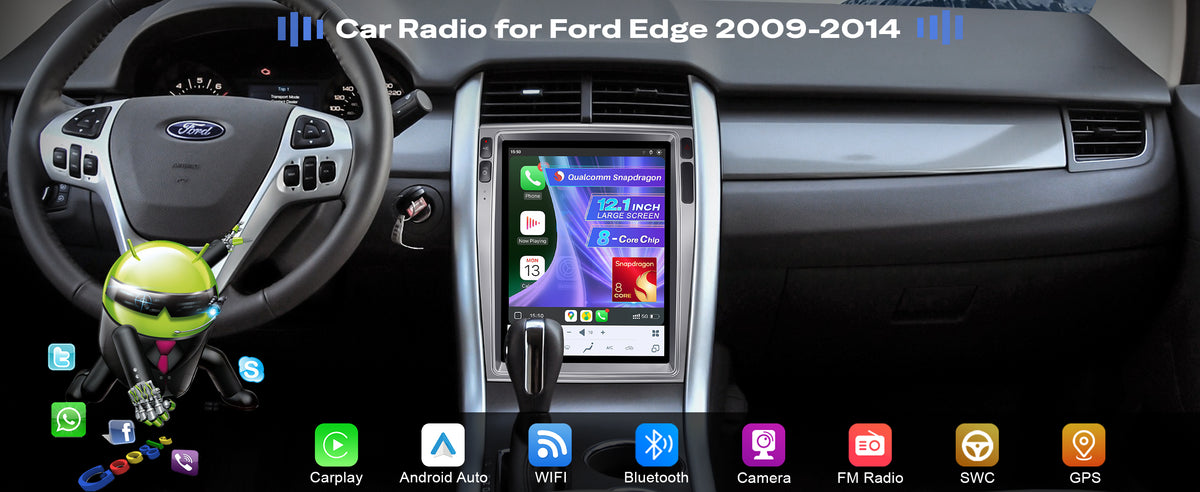 12.1" Vertical Android Car Stereo for Ford Edge 2009-2014 | CarPlay