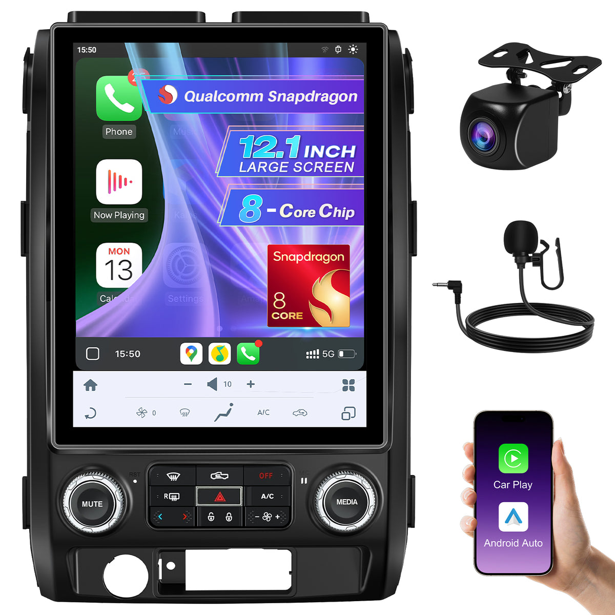 12.1" Vertical Android Car Stereo for Ford F-150 2009-2012 | CarPlay