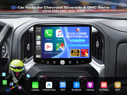 11.5" 2K Android Car Stereo for Silverado/Sierra 2019-2023 | Bose & OnStar