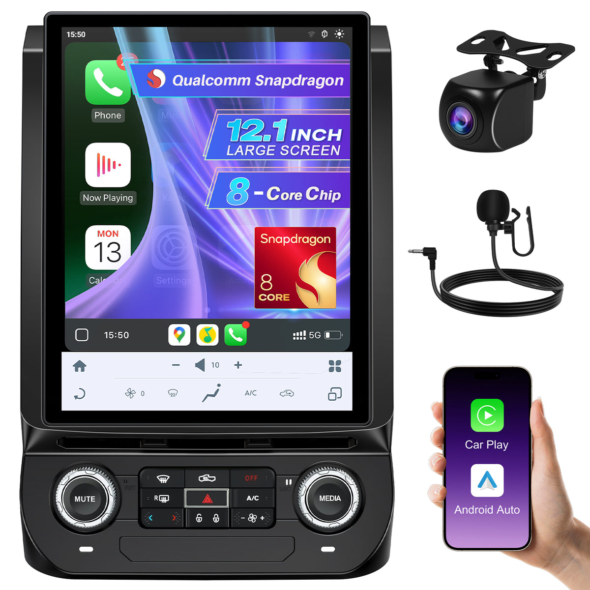 12.1" Vertical Android Car Stereo for Ford F-150 2015-2021 | CarPlay