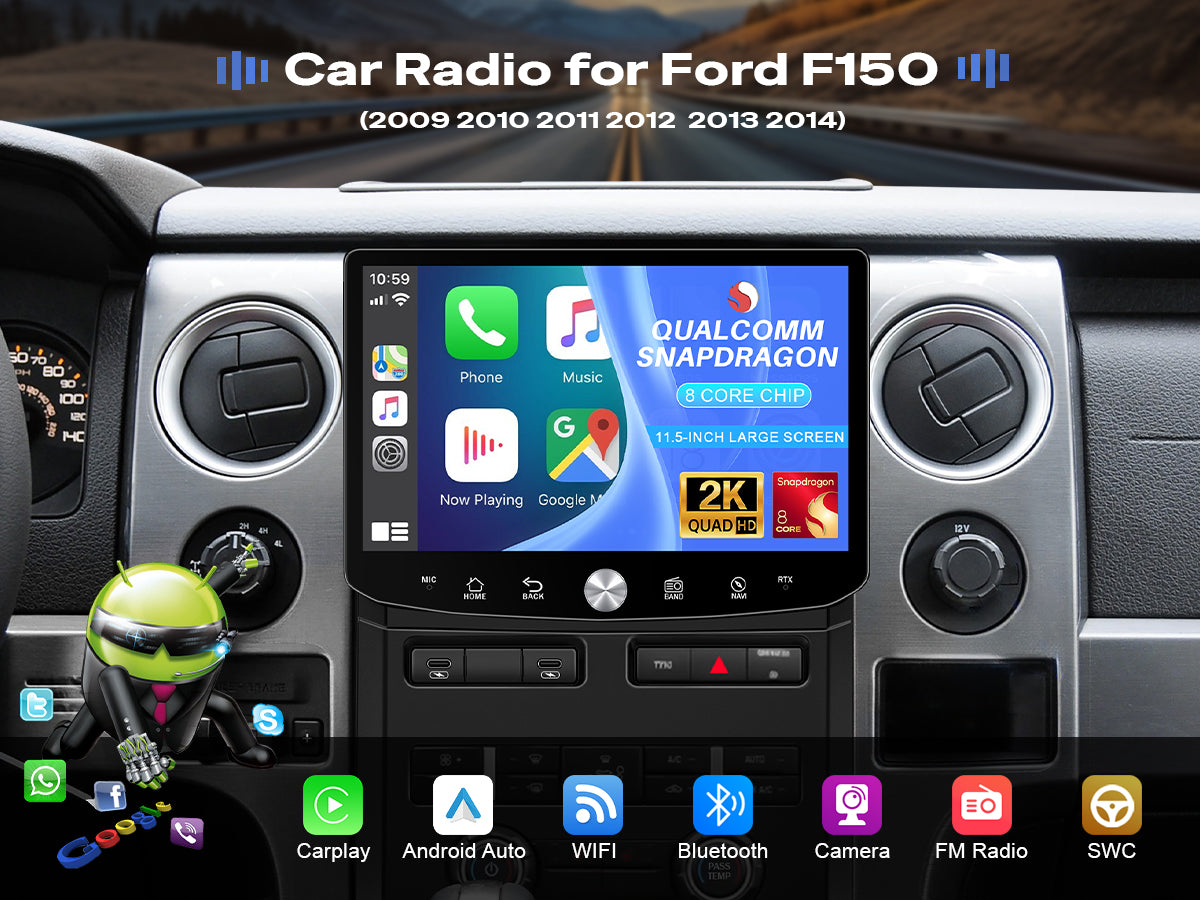 11.5" 2K Android Car Stereo for Ford F-150 2009-2012 | CarPlay