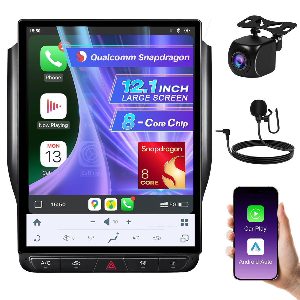 12.1" Vertical Android Car Stereo for Dodge Ram 2019-2023 | Carplay