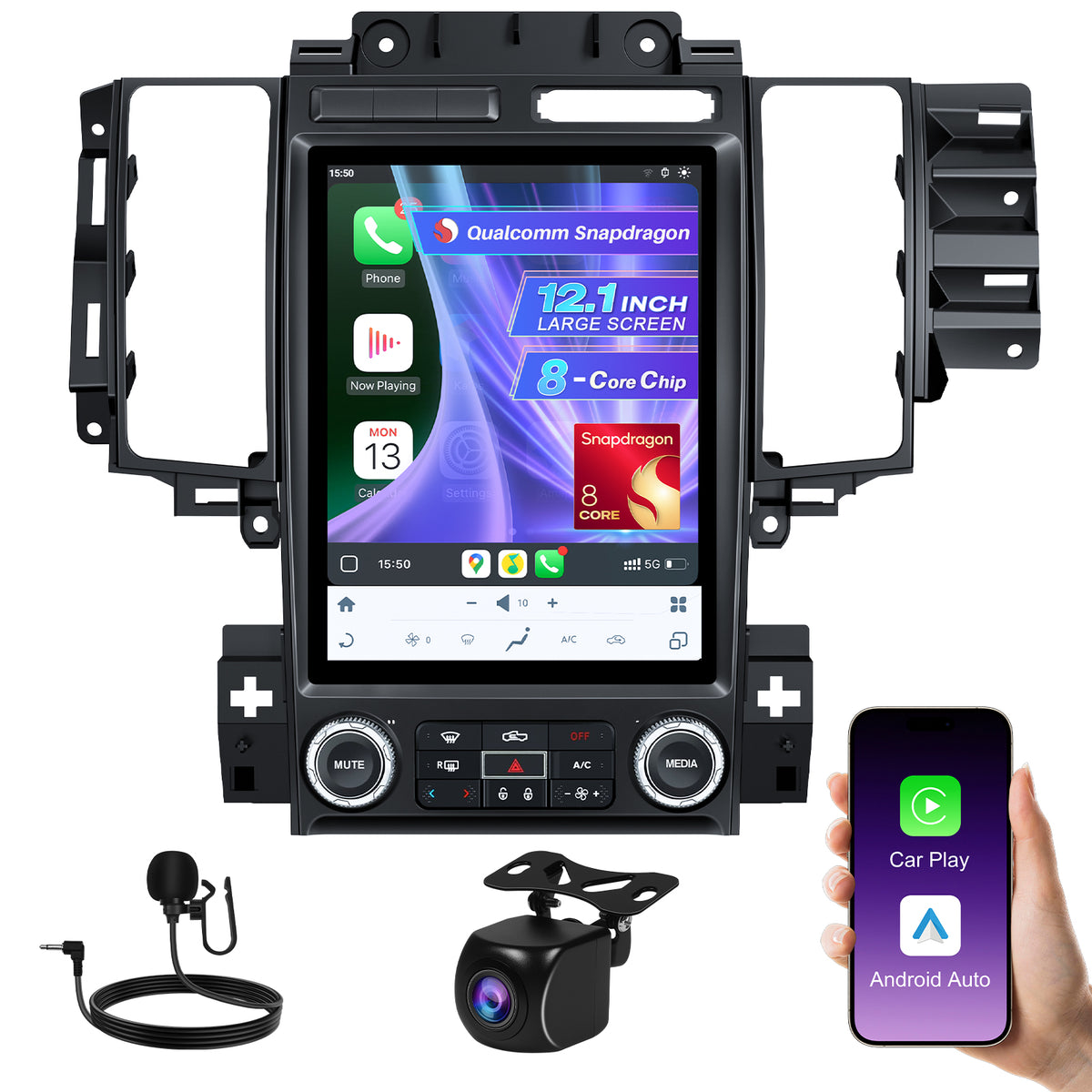 12.1" Vertical Android Car Stereo for Ford Taurus 2009-2011 | Manual/Auto AC