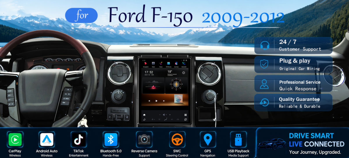 12.1" Vertical Android Car Stereo for Ford F-150 2009-2012 | CarPlay