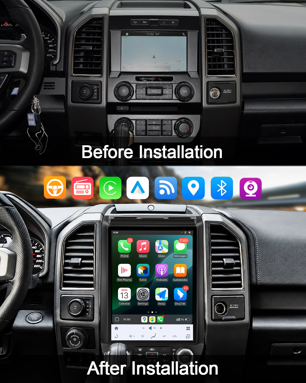12.1" Vertical Android Car Stereo for Ford Expedition 2018-2021 | CarPlay