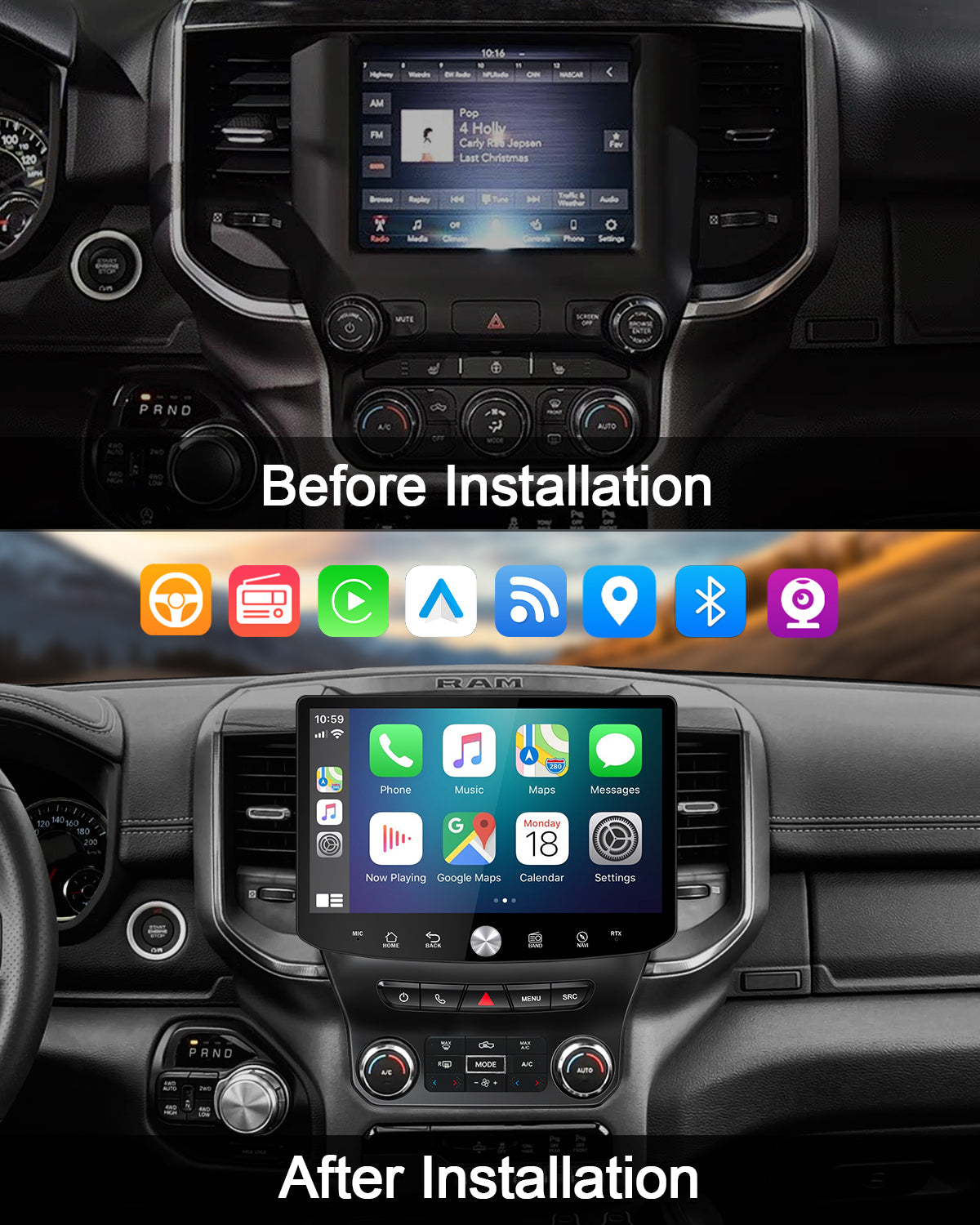11.5" 2K Android Car Stereo for Ram 1500/2500 2019-2023 | Carplay