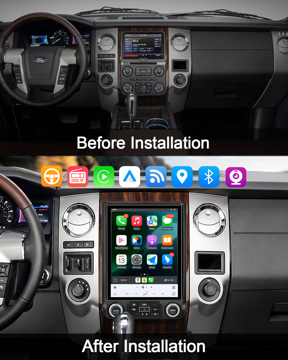 12.1" Vertical Android Car Stereo for Ford Expedition 2015-2018 | Carplay