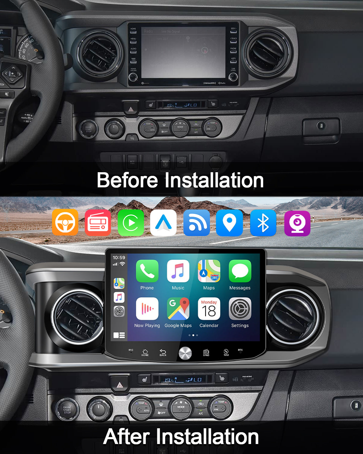 11.5" 2K Android Car Stereo for Toyota Tacoma 2016-2023 | Carplay