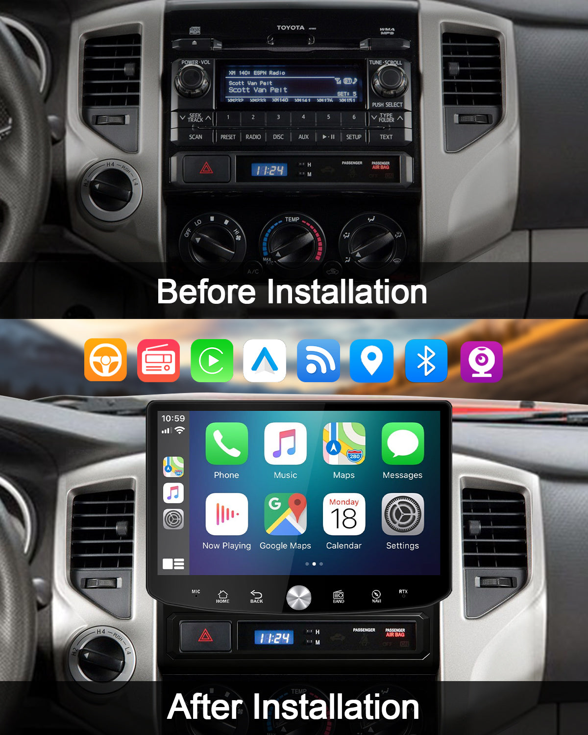 11.5" 2K Android Car Stereo for Toyota Tacoma 2005-2015 | CarPlay