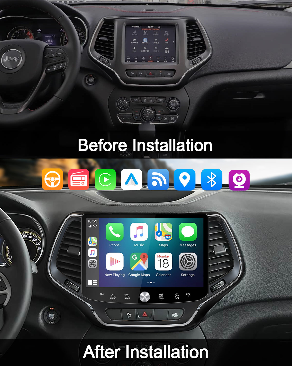 11.5" 2K Android Car Stereo for Jeep Cherokee 2014-2021 | Carplay