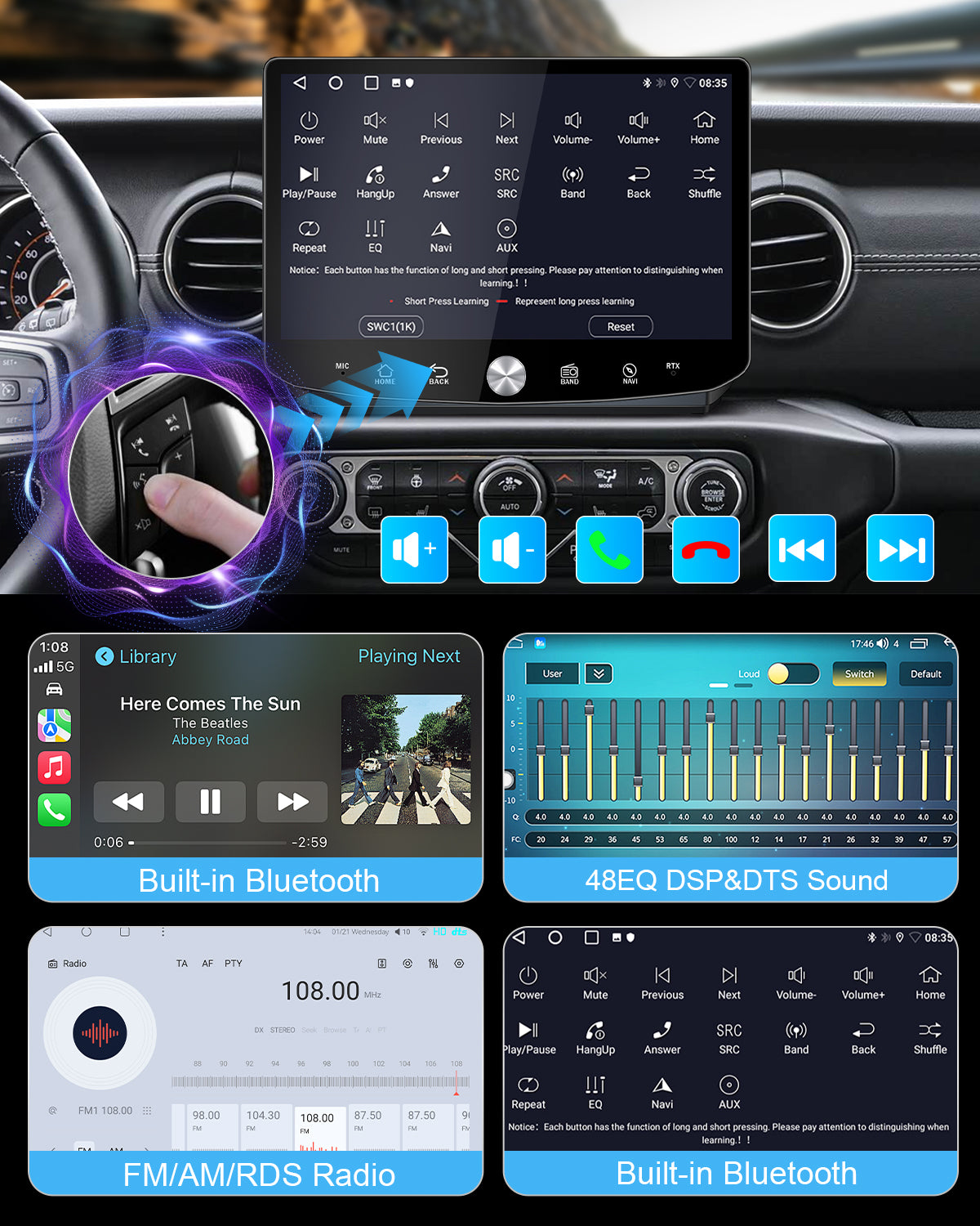 11.5" 2K Android Car Stereo for Jeep Wrangler JL 2018-2022 | Camera Retention