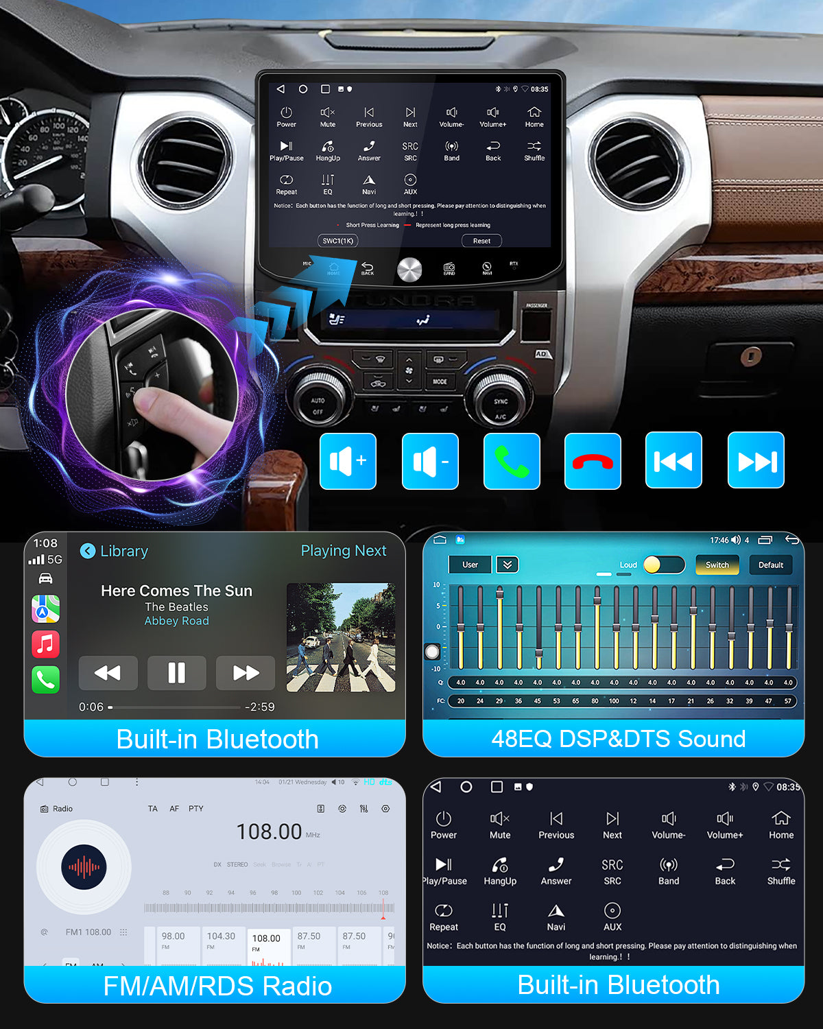 11.5" 2K Android Car Stereo for Toyota Tundra 2014-2021 | CarPlay