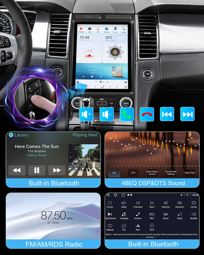 12.1" Vertical Android Car Stereo for Ford Taurus 2009-2011 | Manual/Auto AC