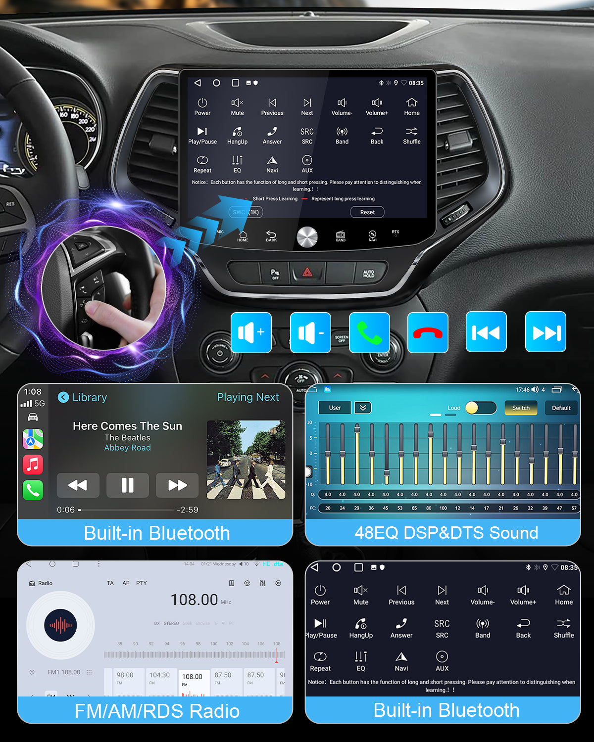 11.5" 2K Android Car Stereo for Jeep Cherokee 2014-2021 | Carplay
