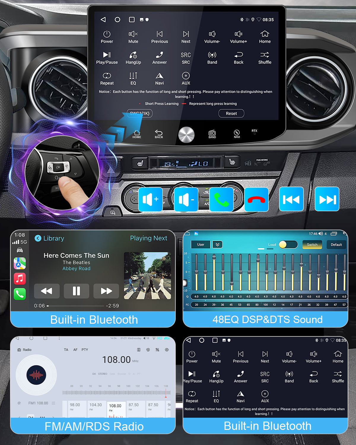 11.5" 2K Android Car Stereo for Toyota Tacoma 2016-2023 | Carplay