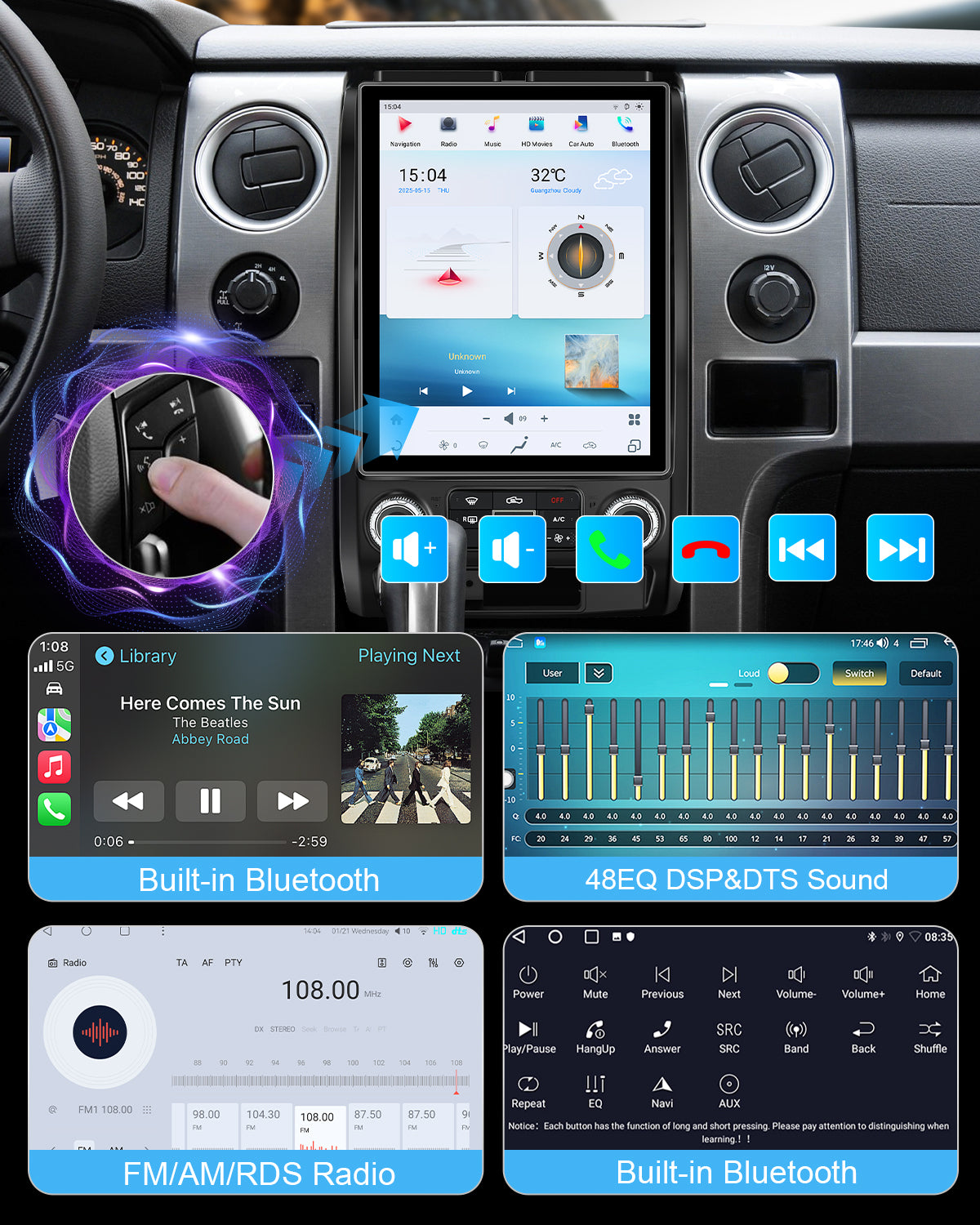 12.1" Vertical Android Car Stereo for Ford F-150 2009-2012 | CarPlay