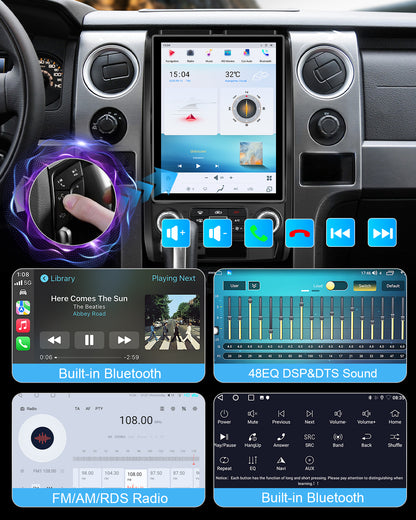 12.1" Vertical Android Car Stereo for Ford F-150 2009-2012 | CarPlay