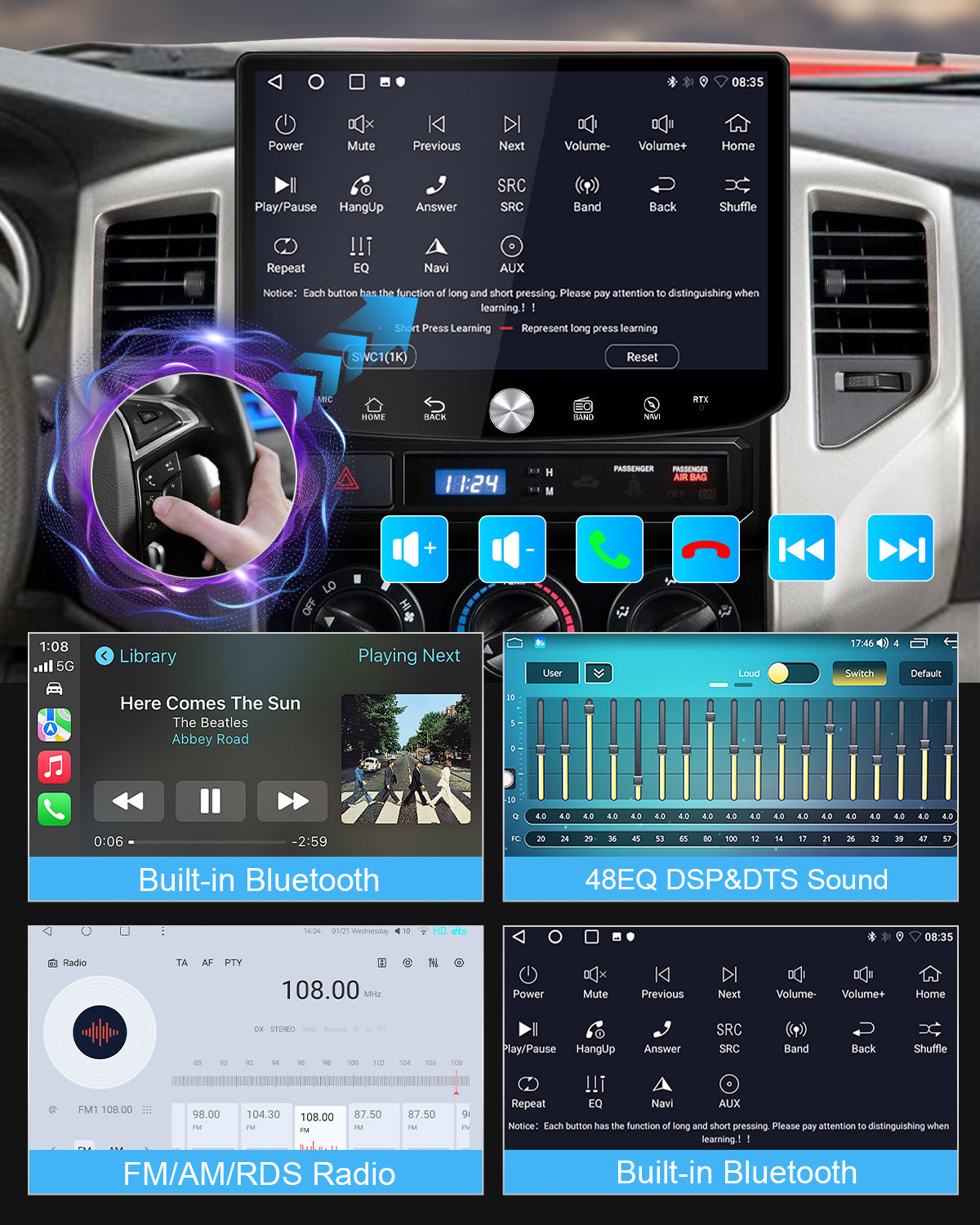 11.5" 2K Android Car Stereo for Toyota Tacoma 2005-2015 | CarPlay