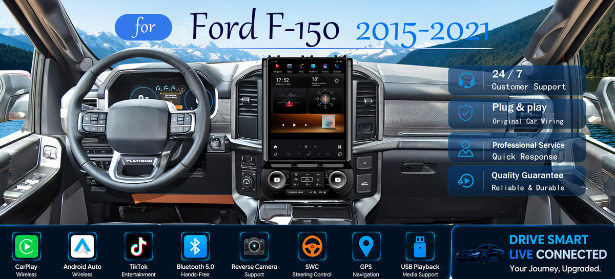 12.1" Vertical Android Car Stereo for Ford F-150 2015-2021 | CarPlay