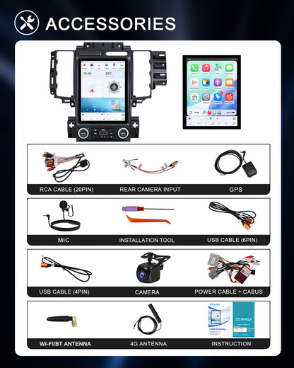 12.1" Vertical Android Car Stereo for Ford Taurus 2009-2011 | Manual/Auto AC