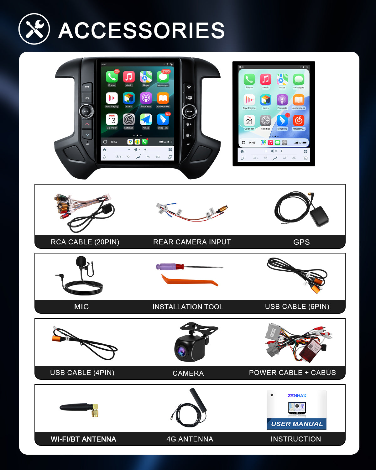 12.1" Vertical Android Car Stereo for Chevrolet Silverado 2014-2018 | Carplay