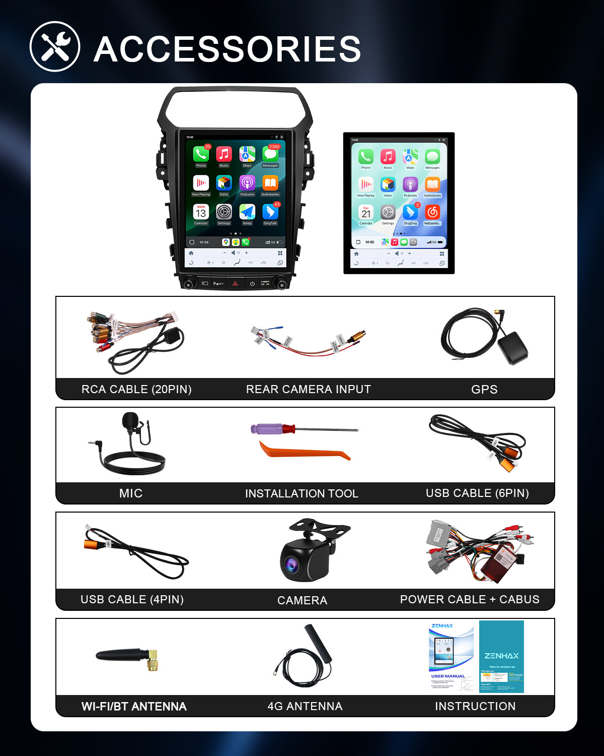 12.1" Vertical Android Car Stereo for Ford Explorer 2011-2019 | CarPlay