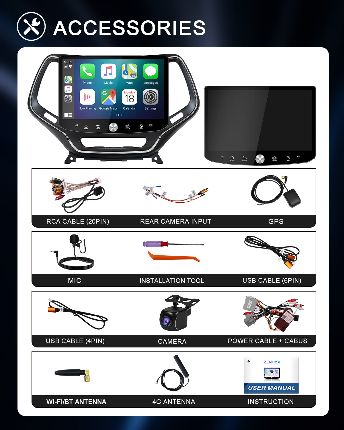 11.5" 2K Android Car Stereo for Jeep Cherokee 2014-2021 | Carplay