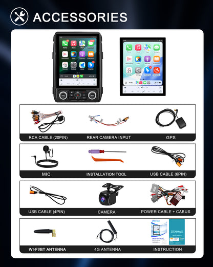 12.95" Vertical Android Car Stereo for Ford F-150 2013-2014 | Manual/Auto AC