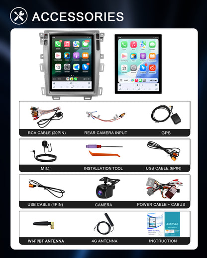 12.1" Vertical Android Car Stereo for Ford Edge 2009-2014 | CarPlay