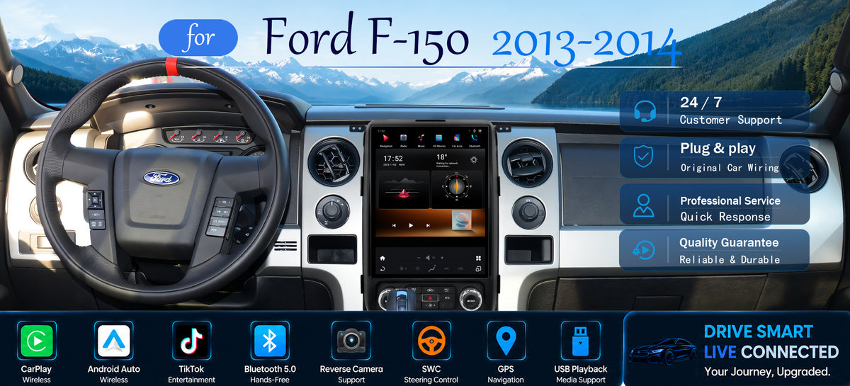 12.1" Vertical Android Car Stereo for Ford F-150 2013-2014 | CarPlay