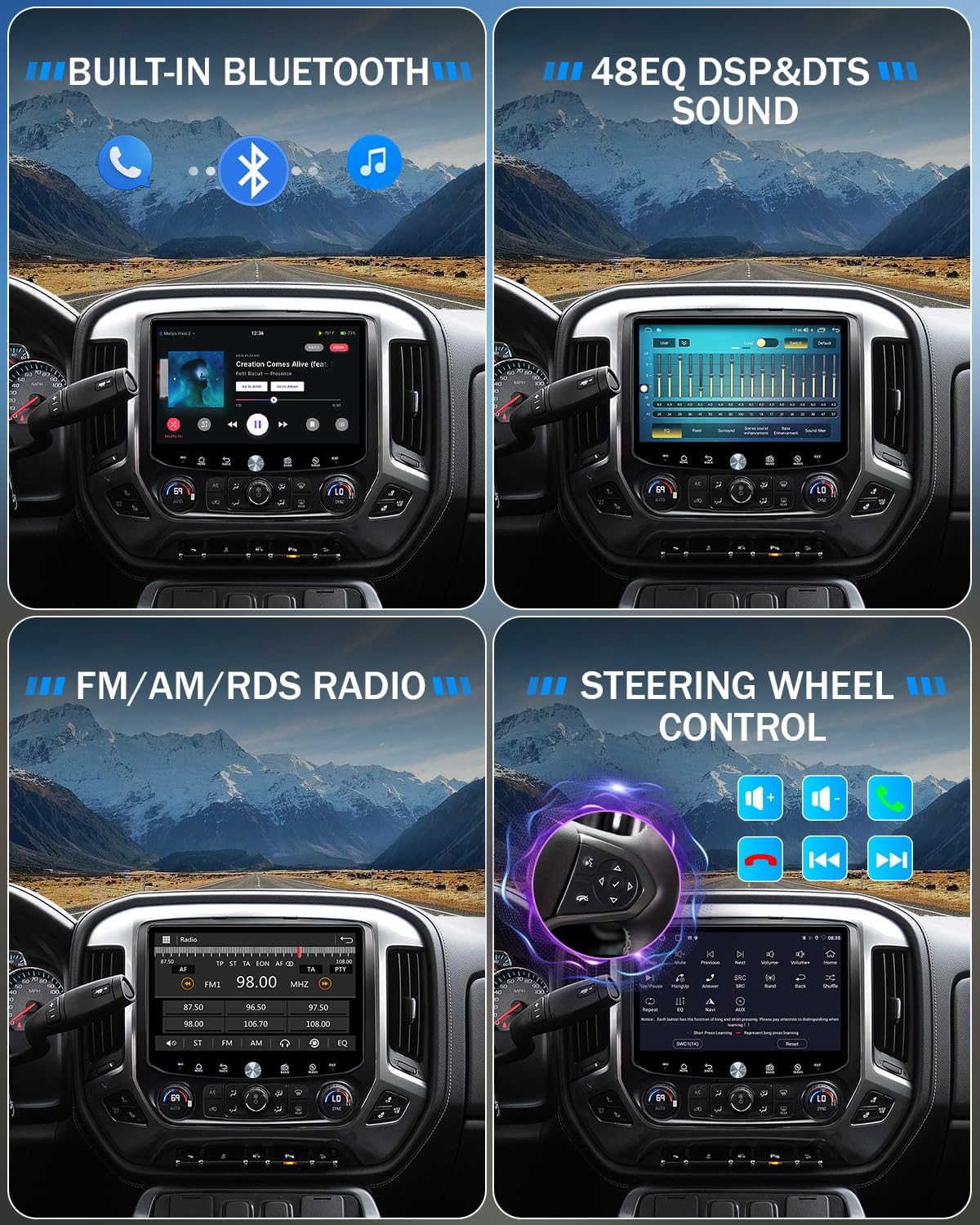 11.5" 2K Screen Car Radio Stereo for Chevy Chevrolet Silverado & GMC Sierra 2014-2018 with Qual-comm 8Core Chip & High-end Amplifier Chip, 1080P Reverse Camera (8Core 4G+64G(Fits Bose Amp))