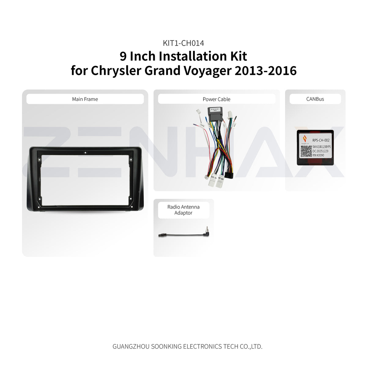 KIT1-CH014 complete installation kit for Chrysler Grand Voyager 2013-2016