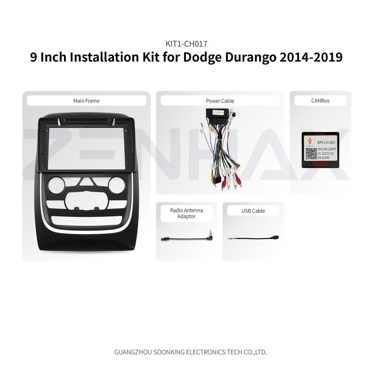 KIT1-CH017 complete installation kit for Dodge Durango 2014-2020
