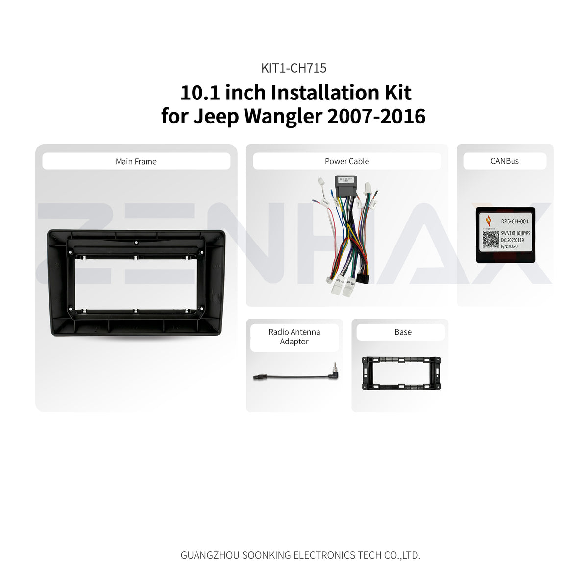 KIT1-CH715 complete installation kit for Jeep Wrangler 2007-2016