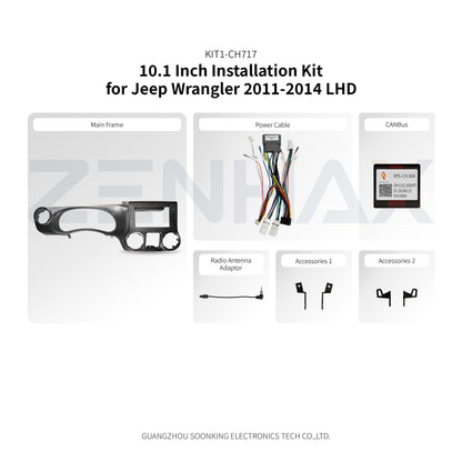 KIT1-CH717 complete installation kit for Jeep Wrangler 2011-2014 LHD