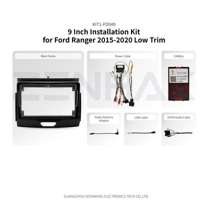 KIT1-FD049 complete installation kit for Ford Ranger 2015-2020 High Trim