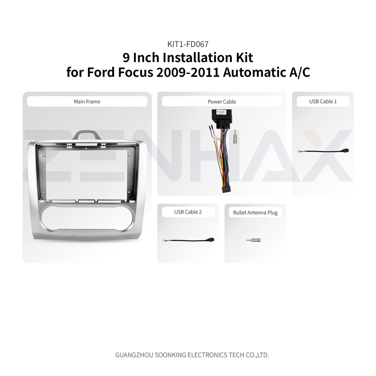 KIT1-FD067 complete installation kit for Ford Focus 2009 Automatic A/C