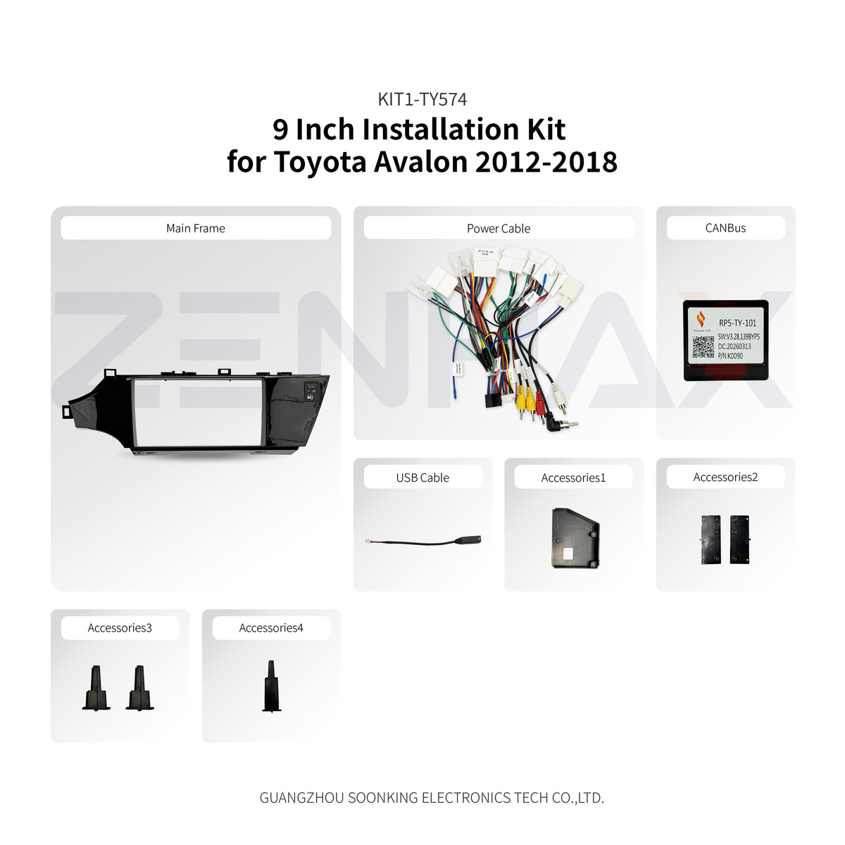 KIT1-TY574 complete installation kit for Toyota Avalon IV XX40 2012-2018