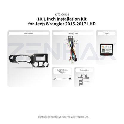KIT2-CH716 complete installation kit for Jeep Wrangler 2015-2017 LHD