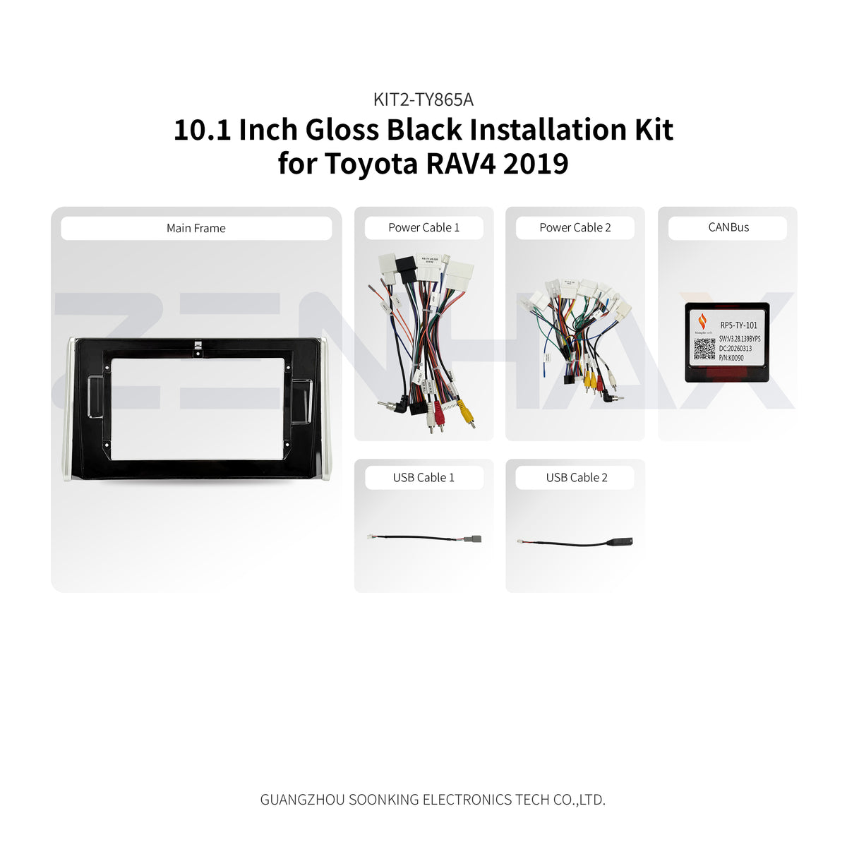 KIT2-TY865A complete installation kit for Toyota RAV4 2019 Gloss Black