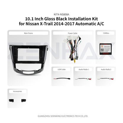 KIT4-NS808A complete installation kit for Nissan X-Trail 2014 Automatic A/C Gloss Black