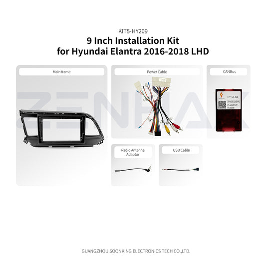 KIT5-HY209 complete installation kit for Hyundai Elantra 2018 LHD