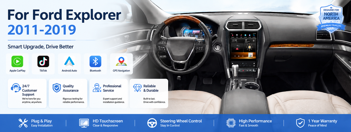 12.1" Vertical Android Car Stereo for Ford Explorer 2011-2019 | CarPlay