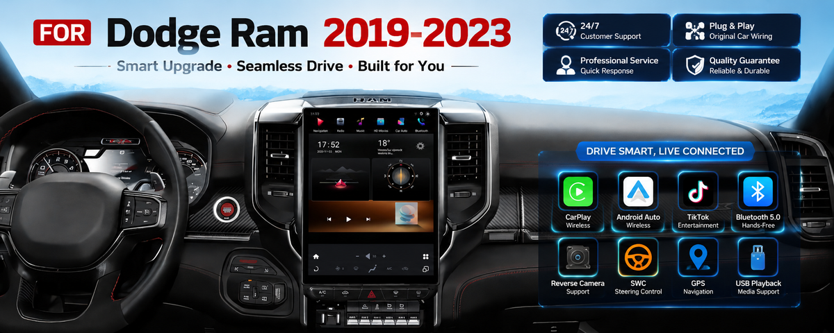 12.1" Vertical Android Car Stereo for Dodge Ram 2019-2023 | Carplay